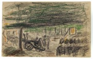 Apell Vor Einer Kanone, Kowno (litauen) by Marianne von Werefkin