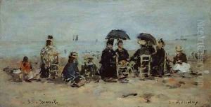 Trouville Scene de plage by Eugene Boudin