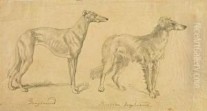 Studie Mit Zweiwindhunden by Anton Alexander von Werner