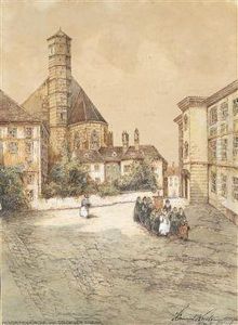 Blick Auf Die Minoritenkirche Und Den "goldenen Fasan" by Heinrich Von Wertheim