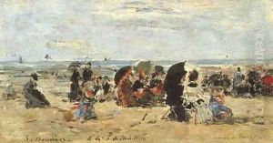 Trouville Scene de plage 3 by Eugene Boudin