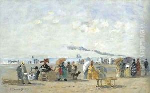 Trouville, Scene de plage by Eugene Boudin