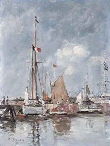 Yachts dans le bassin de Deauville by Eugene Boudin