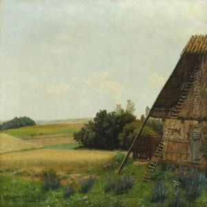 Open Landscape With Thatched Barn by Johan Peter Von Wildenradt