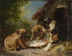 Zwei Welpen Mit Ihrer
Mutter by Clara Von Wille