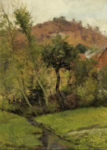 Landscape By The Stream by Fritz Von Wille