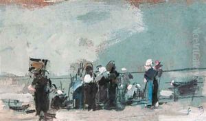 Des pcheuses sur un rivage normand by Eugene Boudin