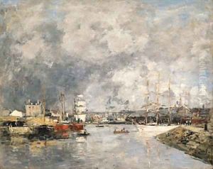 Dieppe, Le port (The Port of Dieppe) by Eugene Boudin
