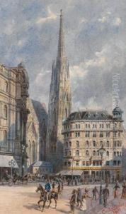 Der Stephansplatz In Wien by Carl Von Zellenberg