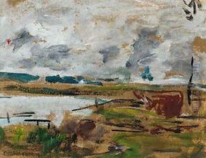 Etude de paturage au bord de la riviere