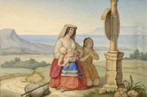 Italienerin Mit Zwei Kindern Im Gebet
