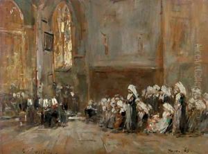 Hanvec Pardon dans l'eglise by Eugene Boudin