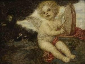 Amorette Mit Tambourin. by Ludwig Von Zumbusch