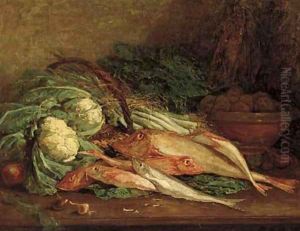 Nature morte aux legumes et aux poissons by Eugene Boudin