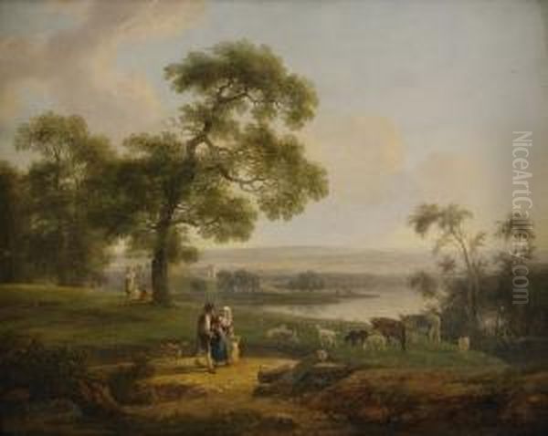 Pastoralt Landskap Med Figurer - view 1
