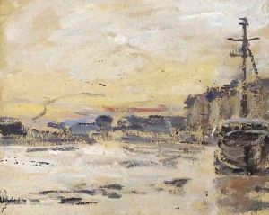 Port a maree basse by Eugene Boudin