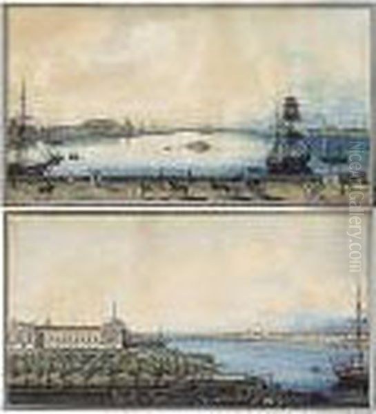 A Pair Of Views Of St. Petersburg A) Panorama Of The Neva From The Palace Embankment; B) Panorama Looking East From The Hermitage - view 1