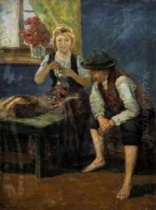 Matka So Synom Pri Okne by Erno Ernest Voros Von Bel