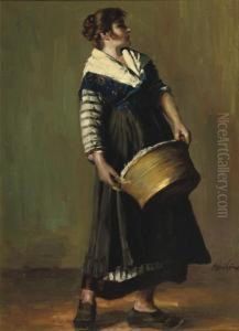 A Laundry Woman by Erno Ernest Voros Von Bel
