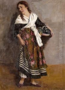 Olasz Lany Korsoval by Erno Ernest Voros Von Bel