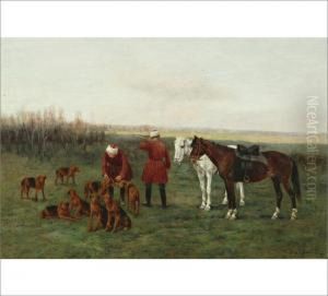 Hunters In The Steppe by Sergei Semenovich Voroshilov