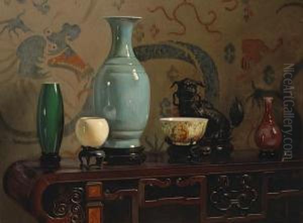 Asian Still Life With Blue Vase - view 1