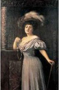 Portrait D'une Elegante Dans Un Interieur by Hubert Vos