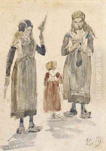 Trois bretonnes by Eugene Boudin