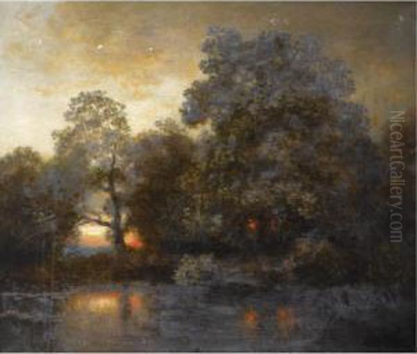 A River Landscape At Dusk - view 1