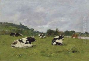 Vaches au paturage 2 by Eugene Boudin
