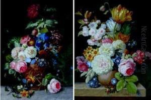 Bouquet De Fleurs 
Une Paire Gouache