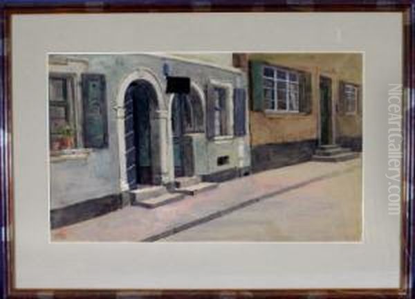 Aquarell/gouache, 26 X 42 Cm, " Alte Hauseingange ", U.l. Sign., R, Lit.: Thieme-becker, Botticher, Benezit, Muller-singer, Bruckmann M, Busse, Saur - view 1