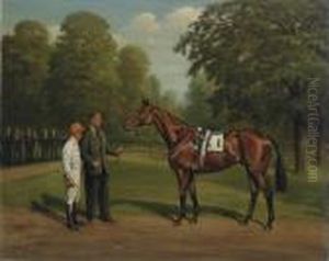 Burma Road In The Saddling Paddock With His Trainer Andjockey