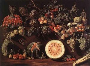 Fruit, Vegetables and a Butterfly c. 1620 by Pietro Paolo Bonzi