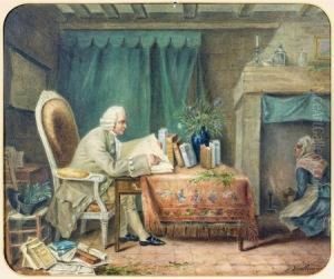 Jean-jacques Rousseau Travaillant A Son Herbier