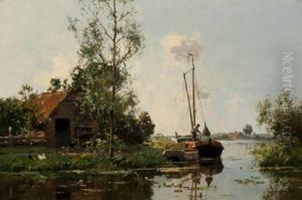 A Barge Mooring On A Summers Day - view 1