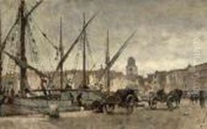 In The Harbour Of St. Tropez by Cornelis Vreedenburgh