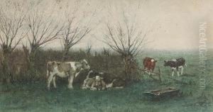 Feeding The Cattle by Jan Martinus Vrolijk