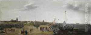 A View Of The Beach At Scheveningen by Cornelis Hendricksz. The Younger Vroom