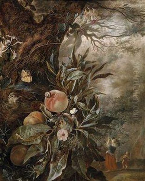 Still Life In A Wood With A Woman And A Child In The Background - view 1
