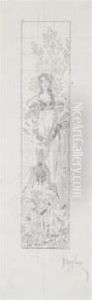 Margarita, Study For The Decorative Panel In The Palace Of Alexei Vikulovich Morozov by Mikhail Alexandrov. Vrubel