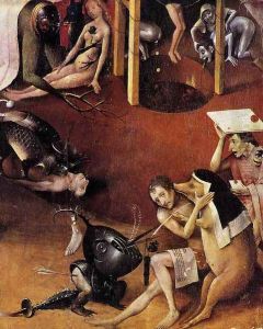 Triptych of Garden of Earthly Delights (right wing) (detail 1) c. 1500