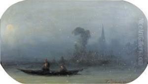 Orientalische Flusspartie Am Abend. by Ferdinand Wachsmuth