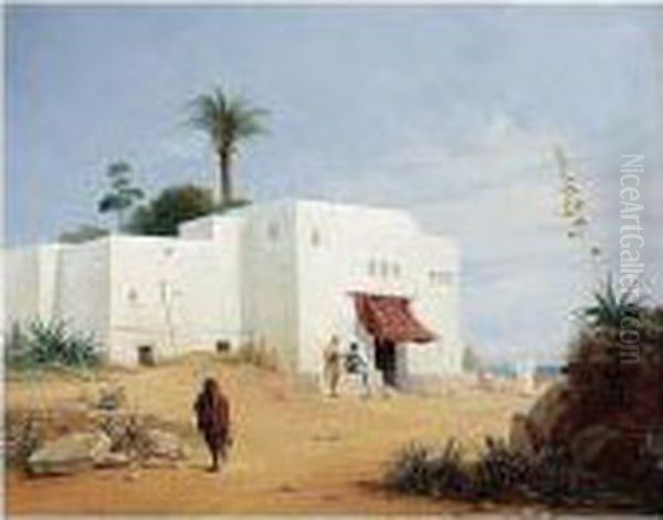 Figures By A House In The Middle East - view 1