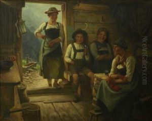 Gesellige Runde In Der Almhutte by Maximilian Wachsmuth