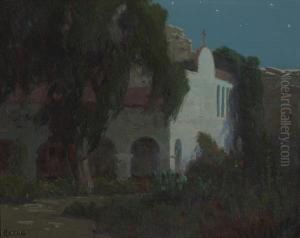 San Juan Capistrano Mission By Moonlight by Elmer Wachtel