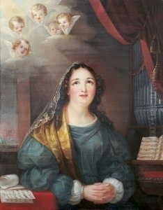 Die Heilige Cacilie An Der Orgel.