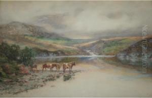 Cattle By A Lake, North Wales by W.Joseph Wadham
