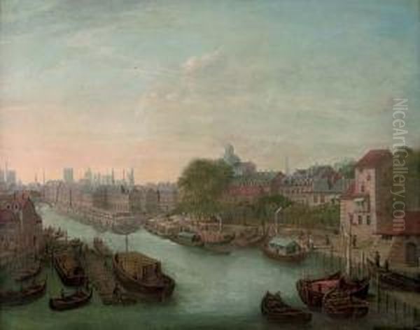 View Of A European City, With Boats On A Canal - view 1