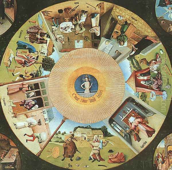 Tabletop of the Seven Deadly Sins and the Four Last Things, (detail of The Eye of God which Sees the Committing of the Seven Deadly Sins) - view 1